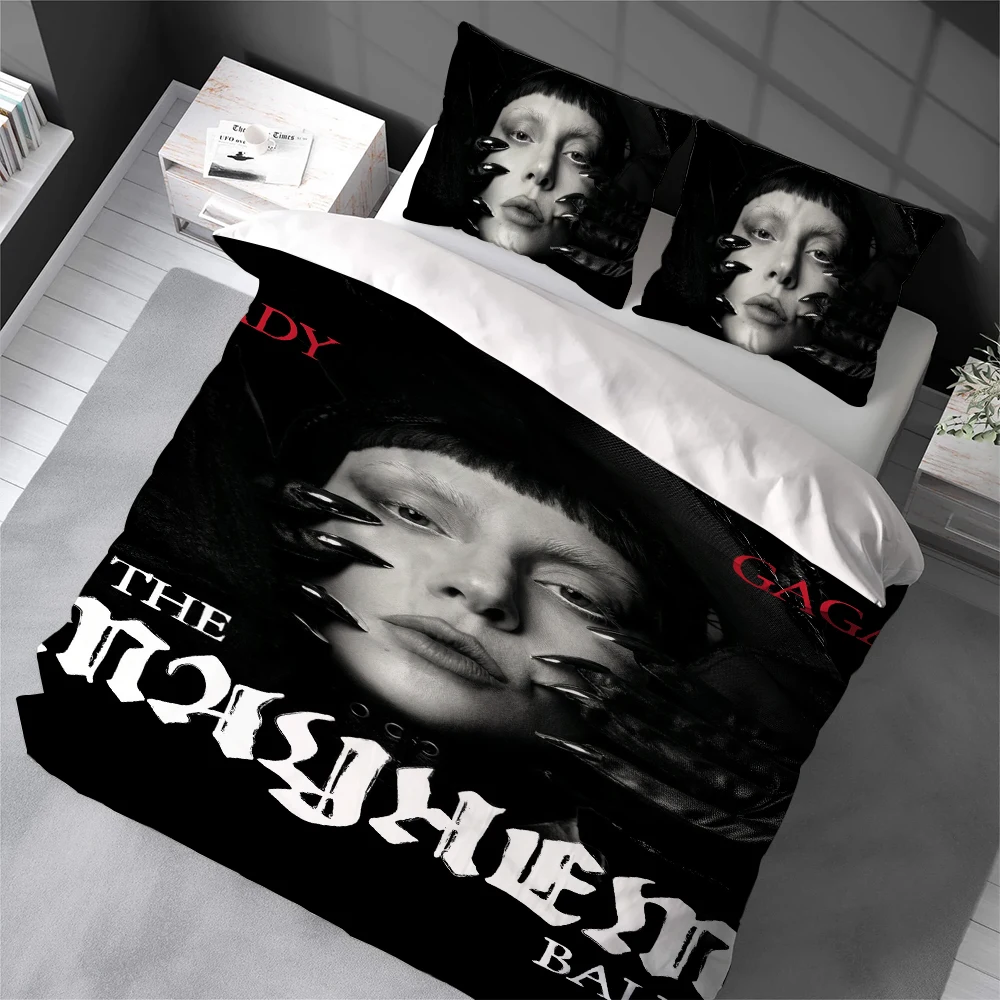 Hot Singer L-Lady Gaga Mayhem Duvet Cover Set Home Style Bedding Soft Laundry Cotton Bed 3 Piece Set Student Dormitory Gift