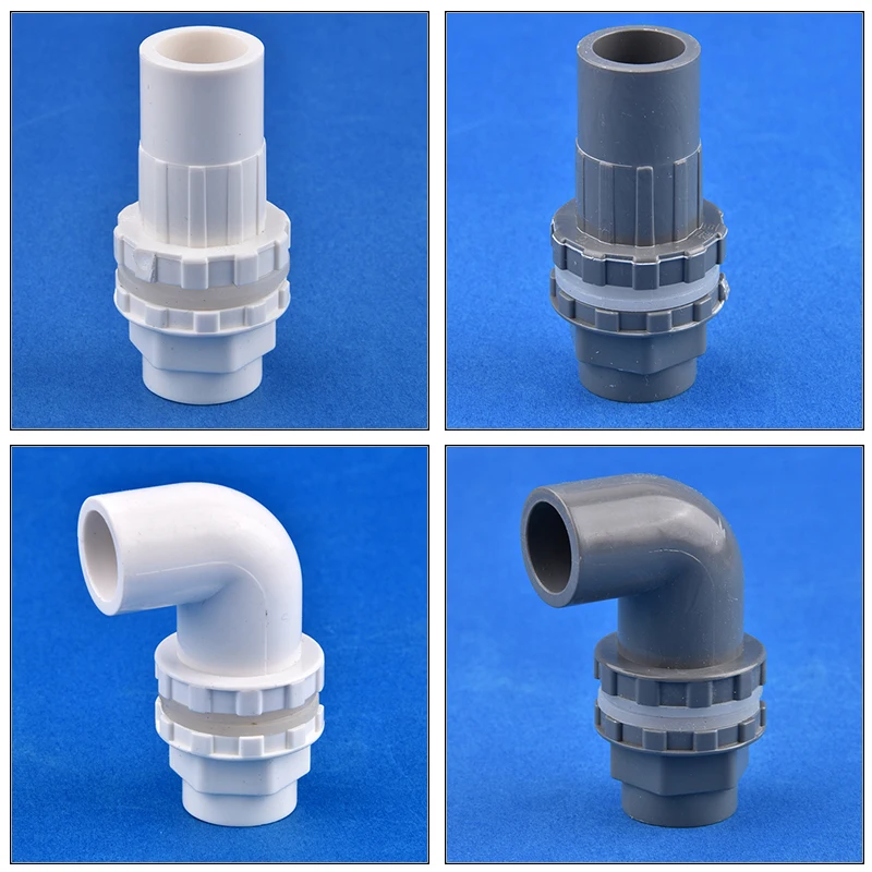 16 ~ 50 mm Białe złącze spustowe do akwarium z PCV 90 ° Łokieć złącze drenażowe nawadnianie ogrodu akwarium przelewowe części rurki