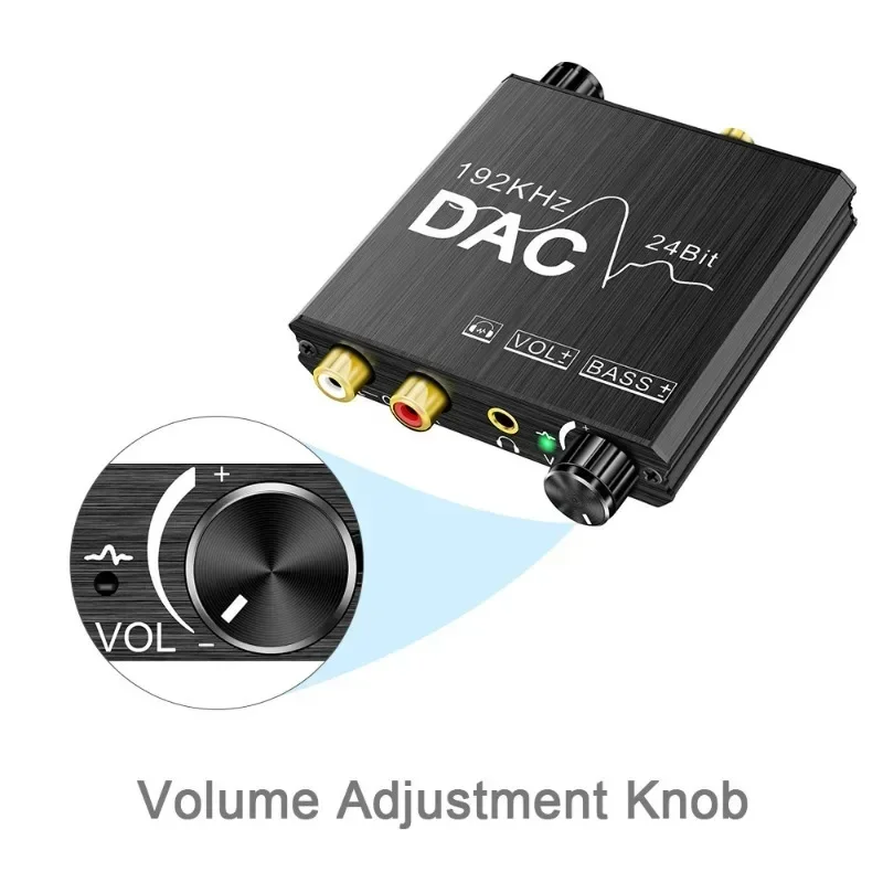 TenYua Convertitore audio digitale-analogico DAC 192KHz Volume regolabile Bassi alti e bassi Volume Tipo di scheda audio regolabile