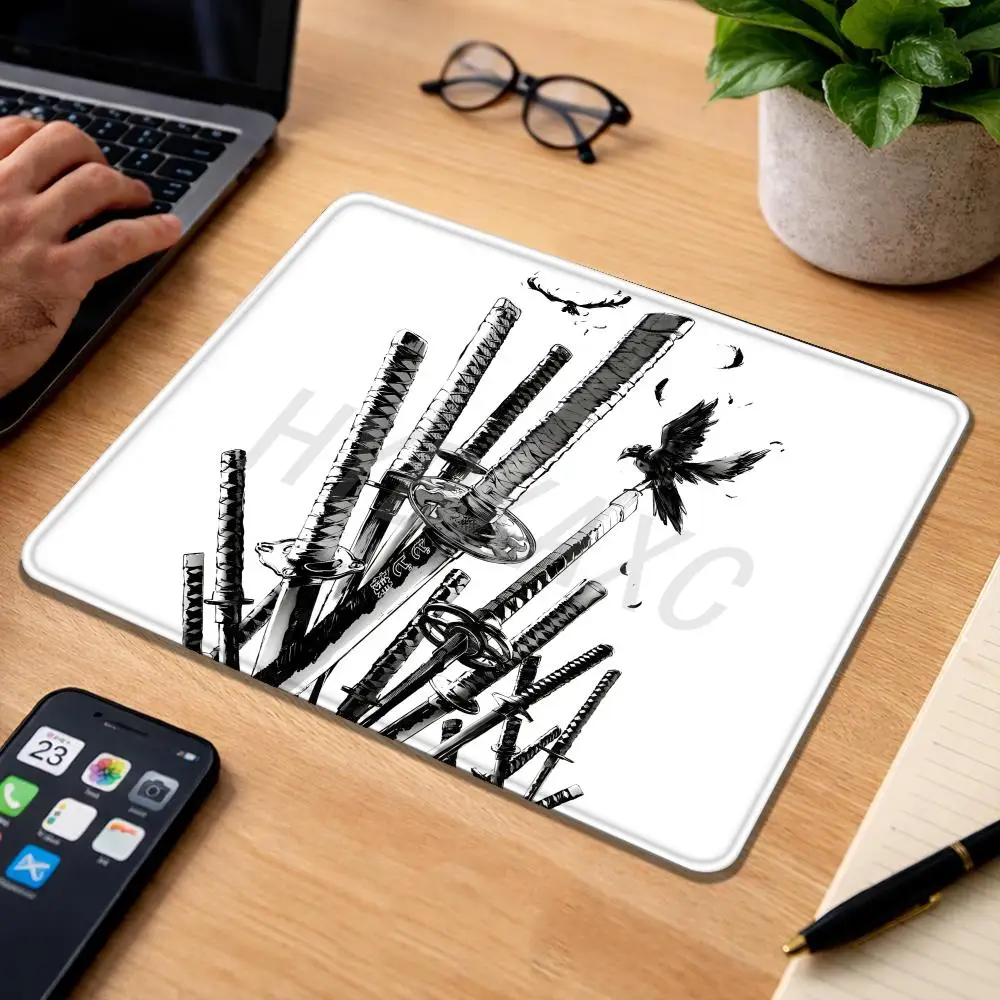 Japanese S-samurai Mouse Pad 40X45 Large Square Computer Office Game Table Mats Rubber Anti-slip Mousepads Small Decor Desk Pads