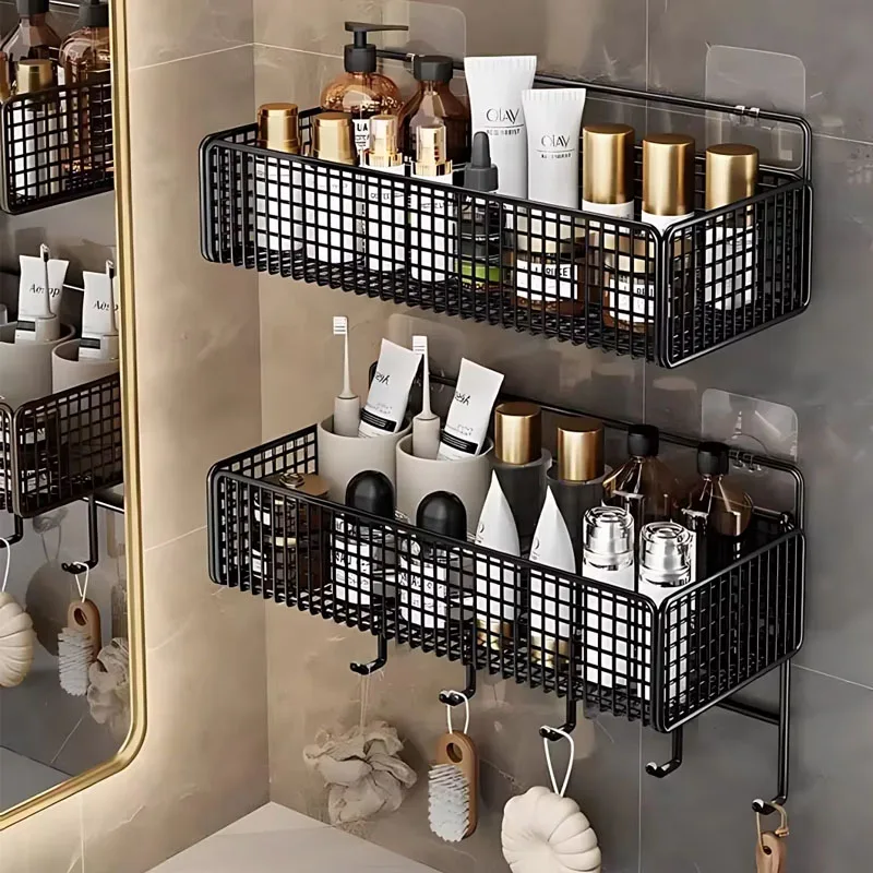 1 Stück Badezimmer-Organizer Multifunktionaler Toilettenartikel-Organizer Bohrfreies Badezimmerregal Wandmontiertes Aufbewahrungsregal für Bad und Küche