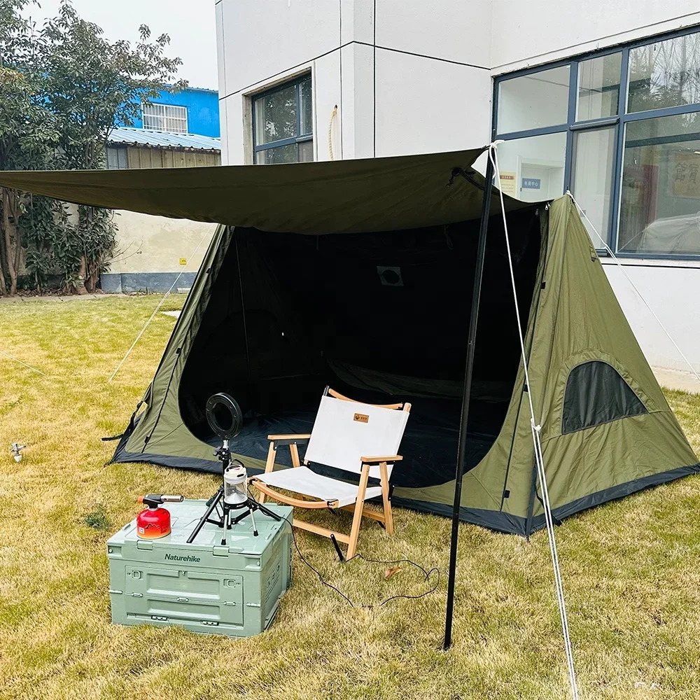 Waterproof Large Outdoor TC Cotton Pyramid Tipi Tent Camping Hot Tent Survival Shelter Tent with Stove Jack