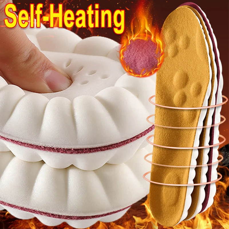 

Winter Warm Sport Self Heating Insoles Unisex 5D Thermal Thicken Plush Shoe Pads Foot Care Arch Support Massage Inserts Cushions