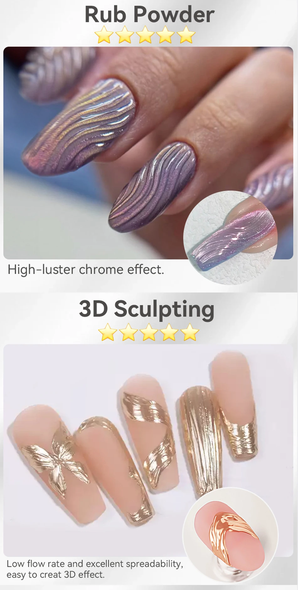 BORN PRETTY 5 ml/30 ml 5 IN 1 No-wipe Top Coat Multifunktions-Verstärkungsgel 3D Shaping Sculpting Carving Flower Nail Art Gel – Detail 6