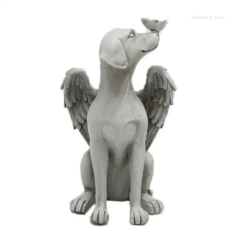 Dog Angel Pet Memorial Grave Marker Tributed Statue Home Office Garden Decorative Ornament