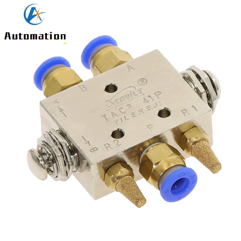 TAC2-41PP Reset Pneumatic Mechanical Exhaust Valve 2 Position 5 Way 1/8 Thread Spring Return Button Switch Fittings for Pneumati