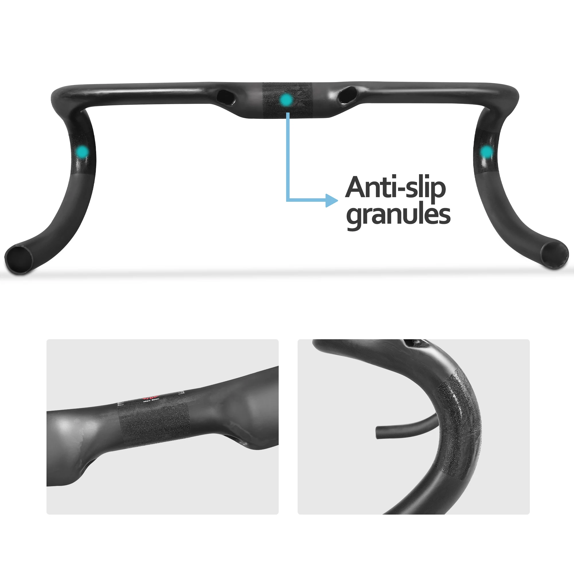 Carbon Fiber Road Bike Handlebar, UD 3K Gloss Finish, Full Handlebar, Internal Cable Routing, 40 cm, 42 cm, 44 cm