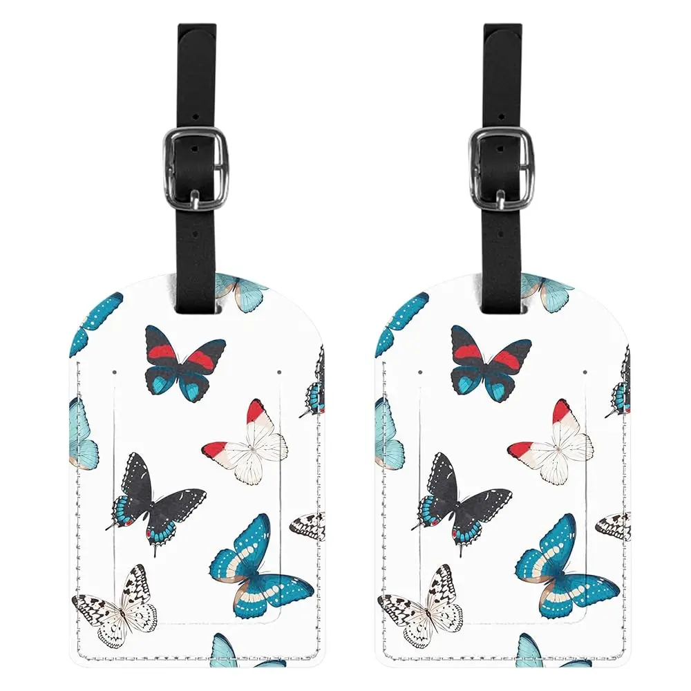 

Free Shipping2 Pack Luggage Tag Luggage Tags PU Leather Suitcase Tags Aesthetic Cute Funny Travel Bag Labels for Women Girls-Col
