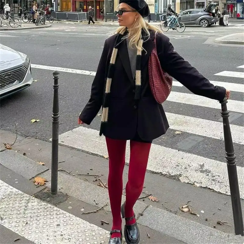 

40-55kg Women Candy Color Tights 120d Spring Summer Autumn Silk Stockings Velvet Leggings Fashion Red Pantyhose Green Purple