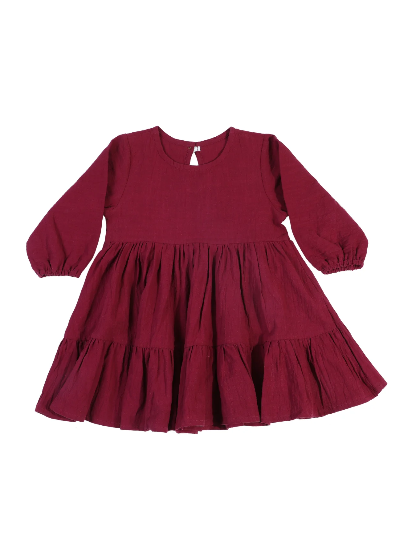 New Style Toddler Dress Long Sleeve Cotton Children\'s Dress Solid Color European and American Girls\' Jumpsuit Dress