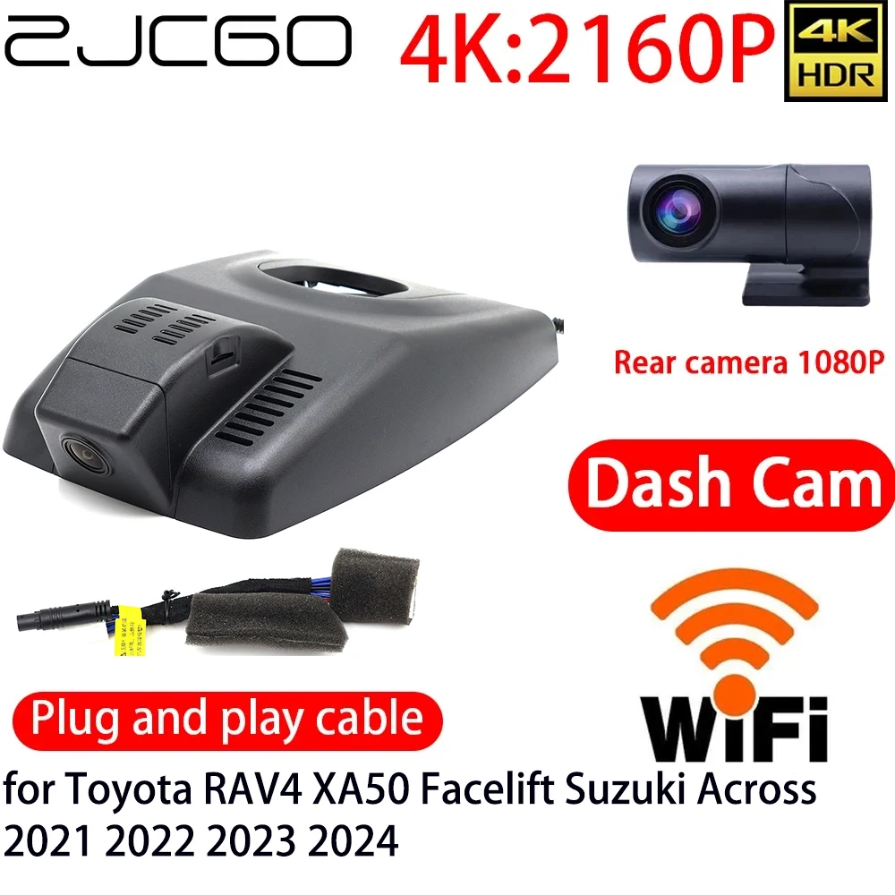 

ZJCGO 4K DVR Dash Cam Wifi Front Rear Camera 24h Monitor for Toyota RAV4 XA50 Facelift Suzuki Across 2021 2022 2023 2024