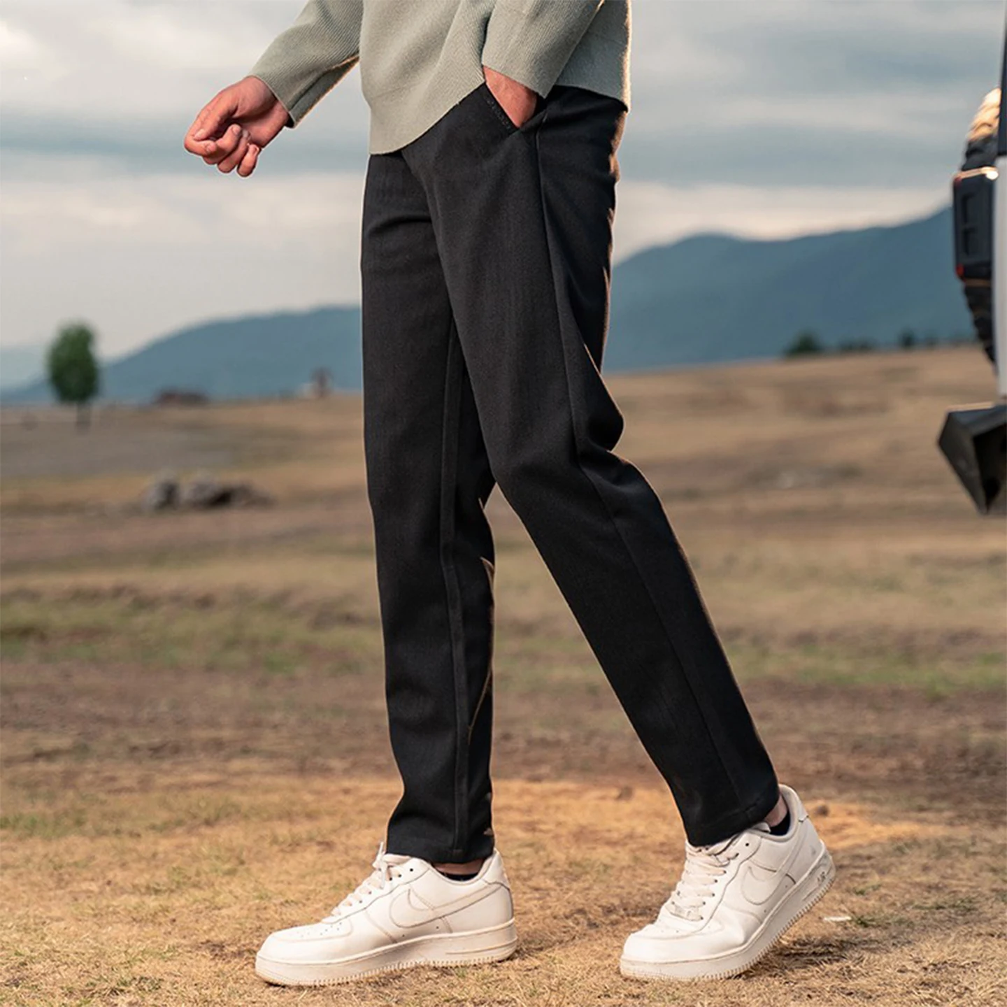 

Осенние мужские шерстяные брюки, свободные повседневные классические брюки прямого кроя, деловые брюки, мужские длинные брюки