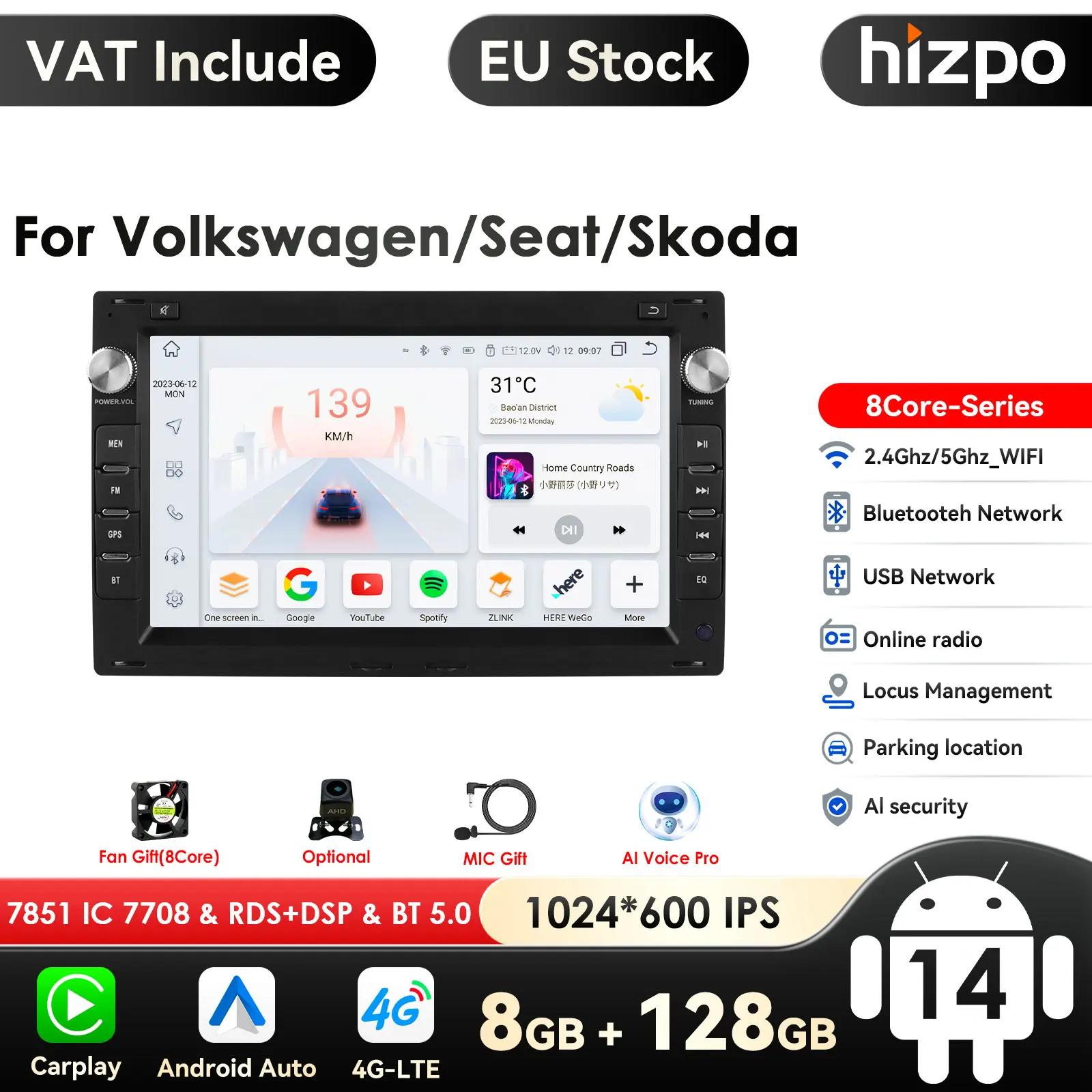 4g Carplay Android Autoradio für VW Golf 4 Passat Polo Transport T5 Multivan Sitz Jetta Auto Multimedia GPS 2din Autoradio Audio