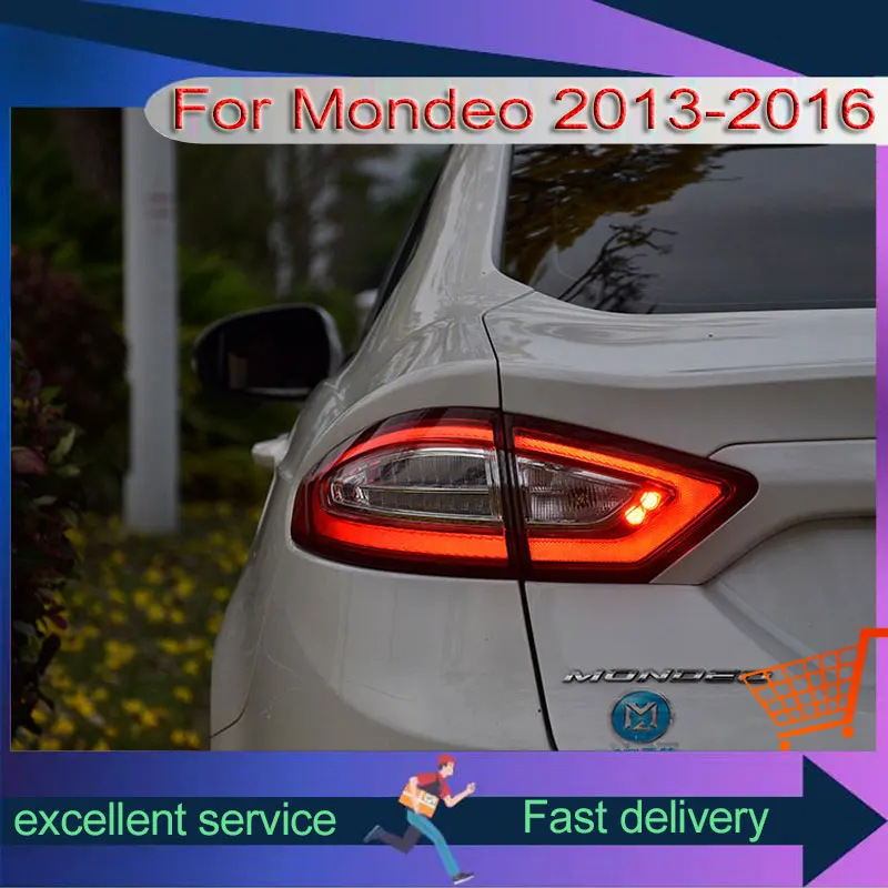Taillight For Ford New Mondeo 2013-2016 Modification Upgrade With Optical Guide Running Lights Full Moon Rear Lamps Car Assembly