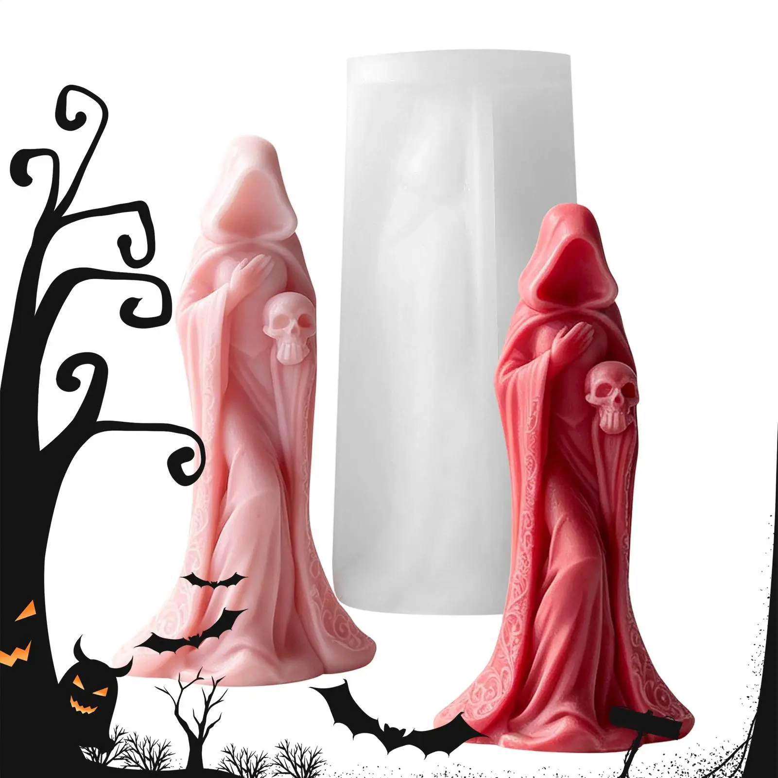 Halloween Silicone Molds DIY Spooky Easy Release Reusable Gothic Making DIY Crafts Silicone Candle Molds For Resin Wax Plaster
