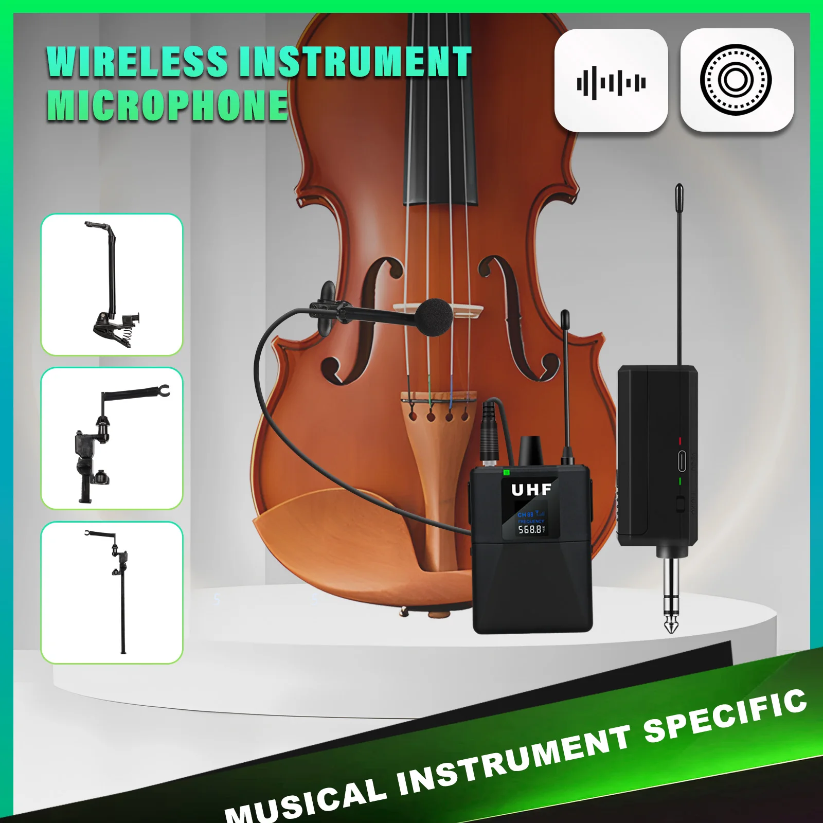 Musical Instrument Omnidirectional Pickup Mini Lapel Violin Microphone Wasit Instrument Microphones