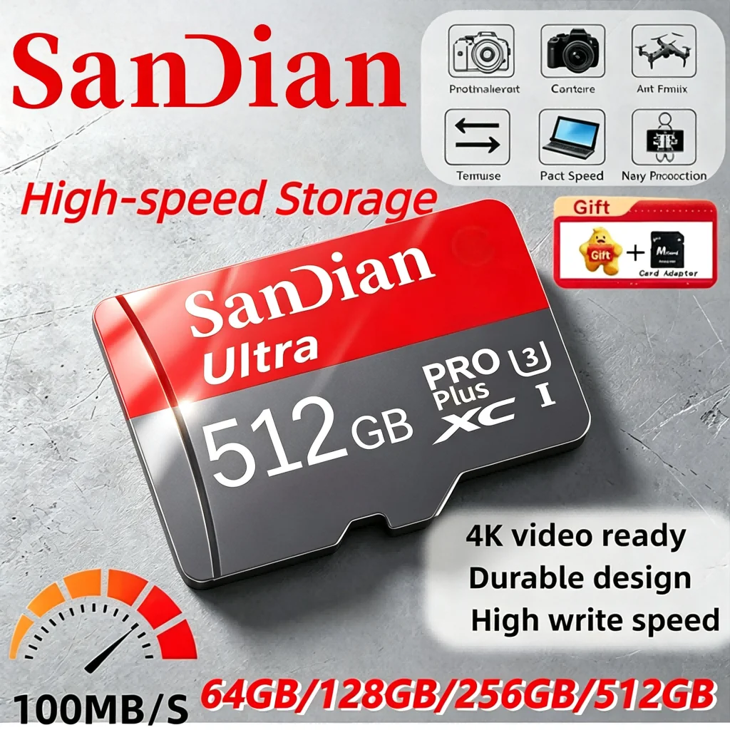 256GB 128GB 512GB Quality TF Cards Memory Card Micro TF SD Card SD Cards 4K for Phone/Smart TV/Speaker/VR Headset/Car Camera