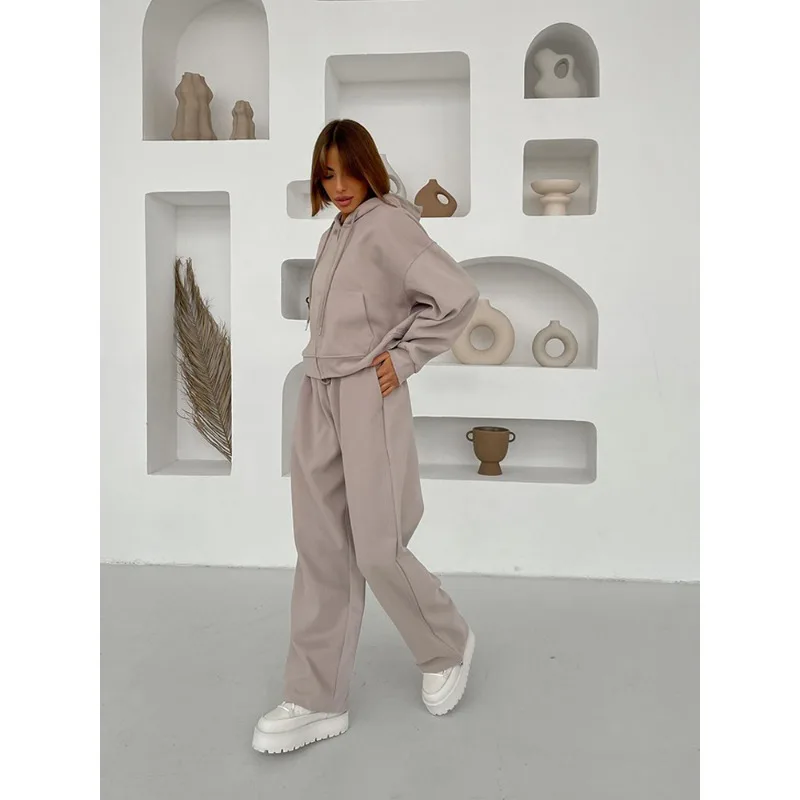 Autumn Women's Tracksuit with Zipper and Trousers  Casual Two Piece Set Women Casual Solid  Pant Sports Suit with A Hood