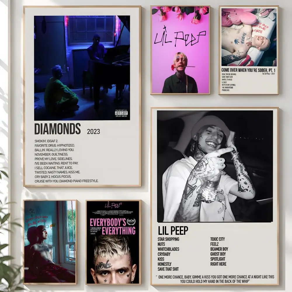 Hip Hop Music Rapper L-Lil P-Peep Poster Creative Room Art For Dorm Bedroom Study Apartment Home Gift