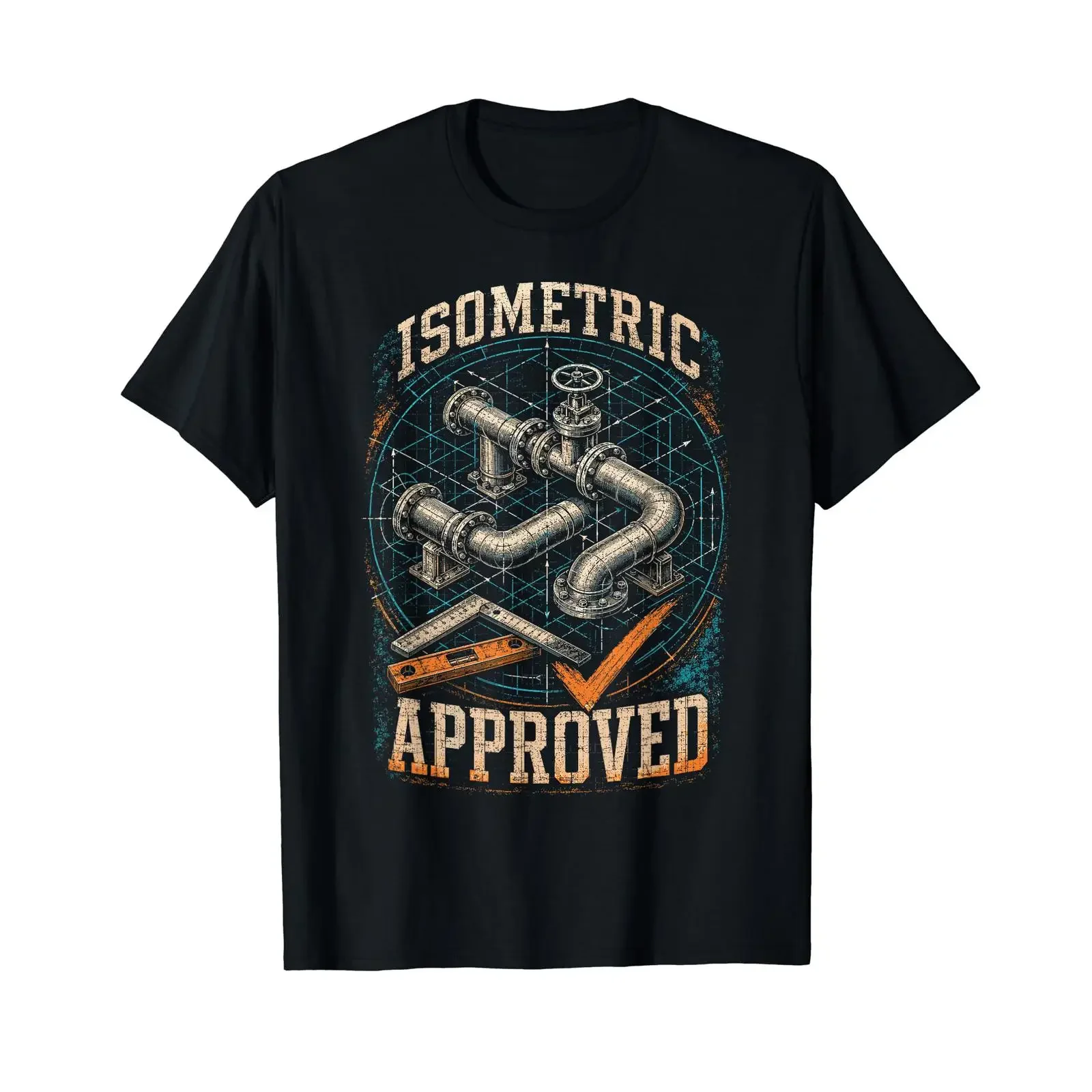 Men's Pipefitter Pipeline Builder Isometric Approved Affordable T Shirt vintage Washed Breathable fashion Soft Stretched