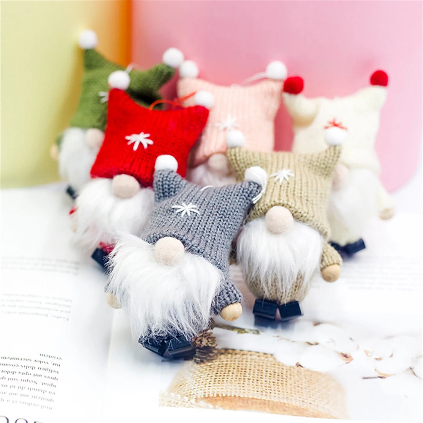 Christmas Wool Cute Faceless Doll Rudolph Gnome Plush Doll Decoration Handmade Hanging Pendant Party Room Decoration 크리스마스