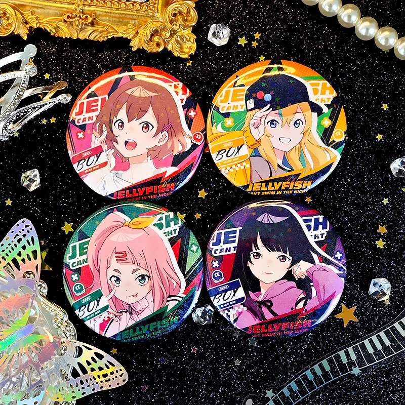 Mahiru Kozuki Animation Derivative Laser Tinplate Bottom Badge Kano Yamanouchi Cool Band Girl for Backpack Hat Jewelry Gifts