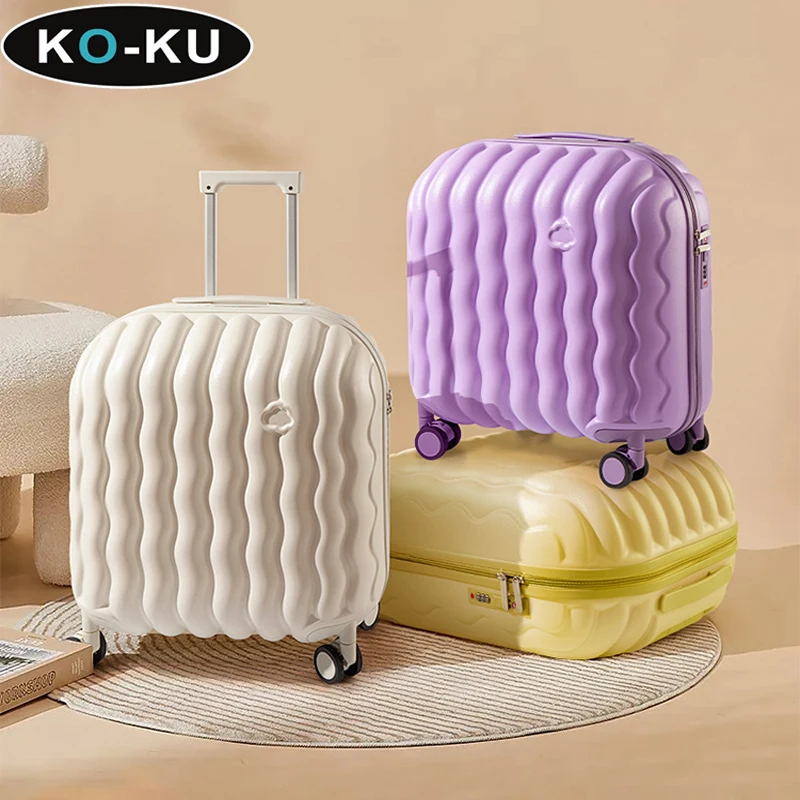 KO-KU Suitcase New 20 Inch Small Ultra-light Boarding Box 24/28 Inch Girls Trolley Case with Water Cup Holder Password Luggage