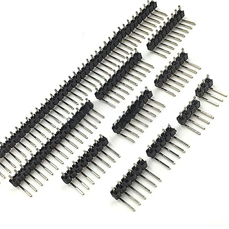 50pcs Single Row Right-Angle Pin Header, 2.0mm Pitch, 1X2/3/4/5/6/7/8/10/40P 1X40P Copper Pin
