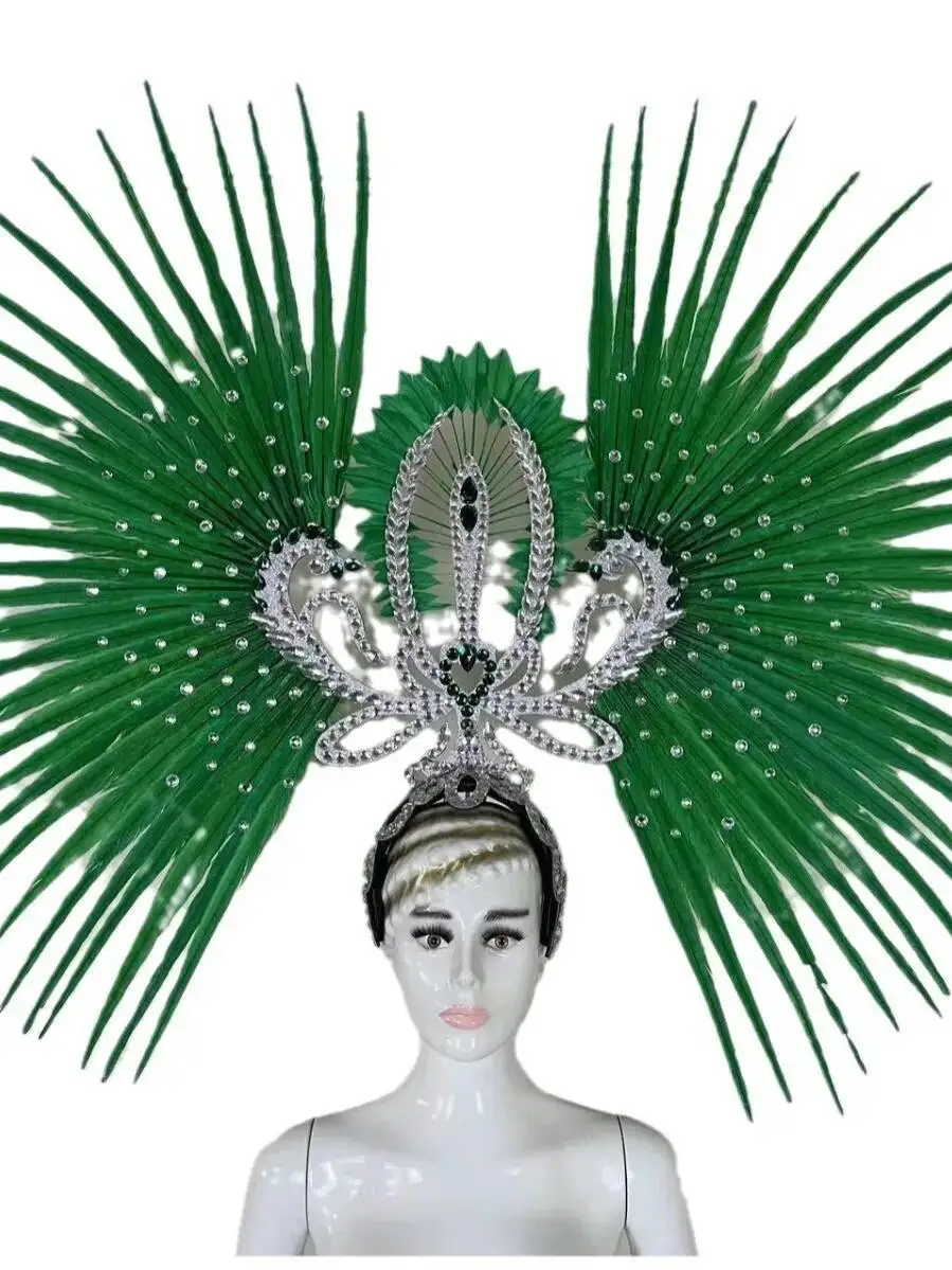 كوس DS فستان افتتاح أداء الرقص زي ريشة خوذة الرقص فريق سامبا زي كرنفال هالوين بار C