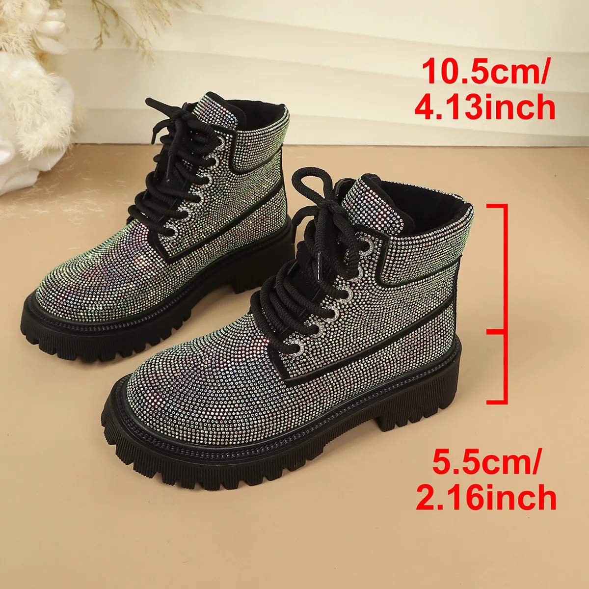 2026 Women's Autumn New Water Diamond Round Head Strap Short Boots Thick Bottom Sponge Cake Fashion Boots