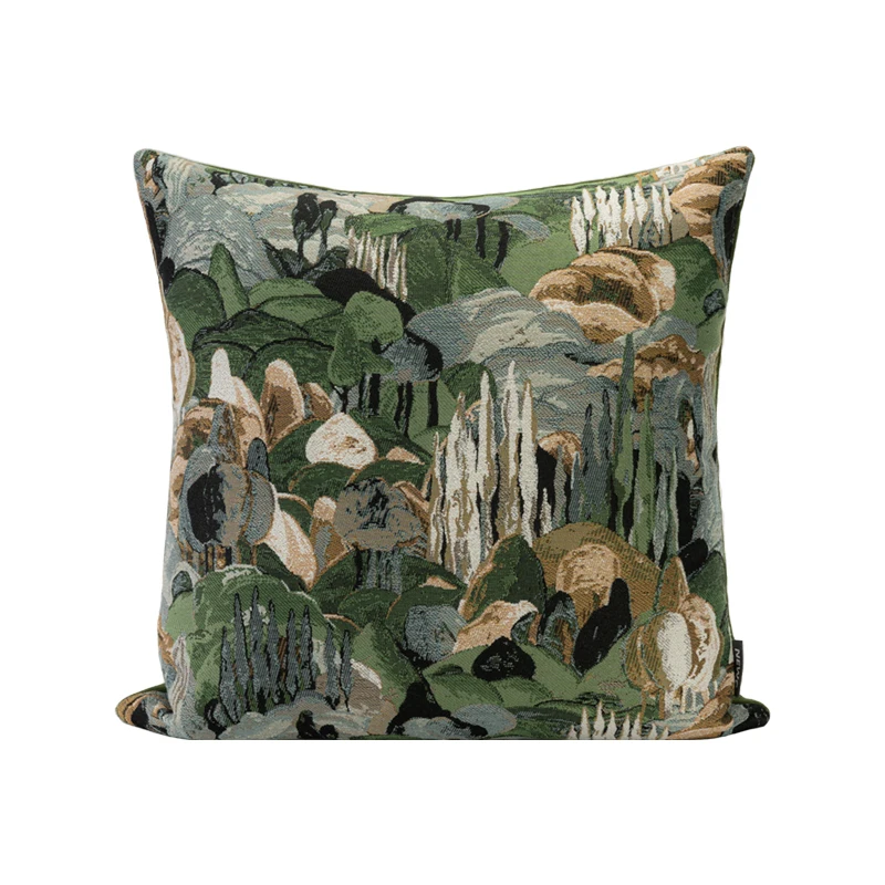 Green Mountain Pillows Luxury Forest Cushion Case French Jacquard Decorative Pillow Cover For Sofa Chair Living Room Home Decor