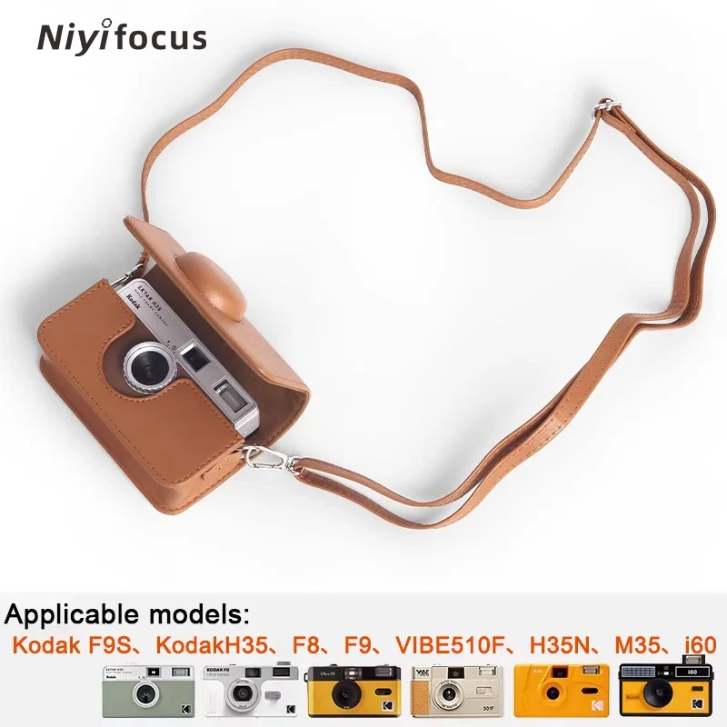 Camera Bag for Kodak H35 H35N F8 F9 VIBE51 M35 I60 Film Camera Retro Leather Case Anti-Scratch with Camera Strap Storage Bag