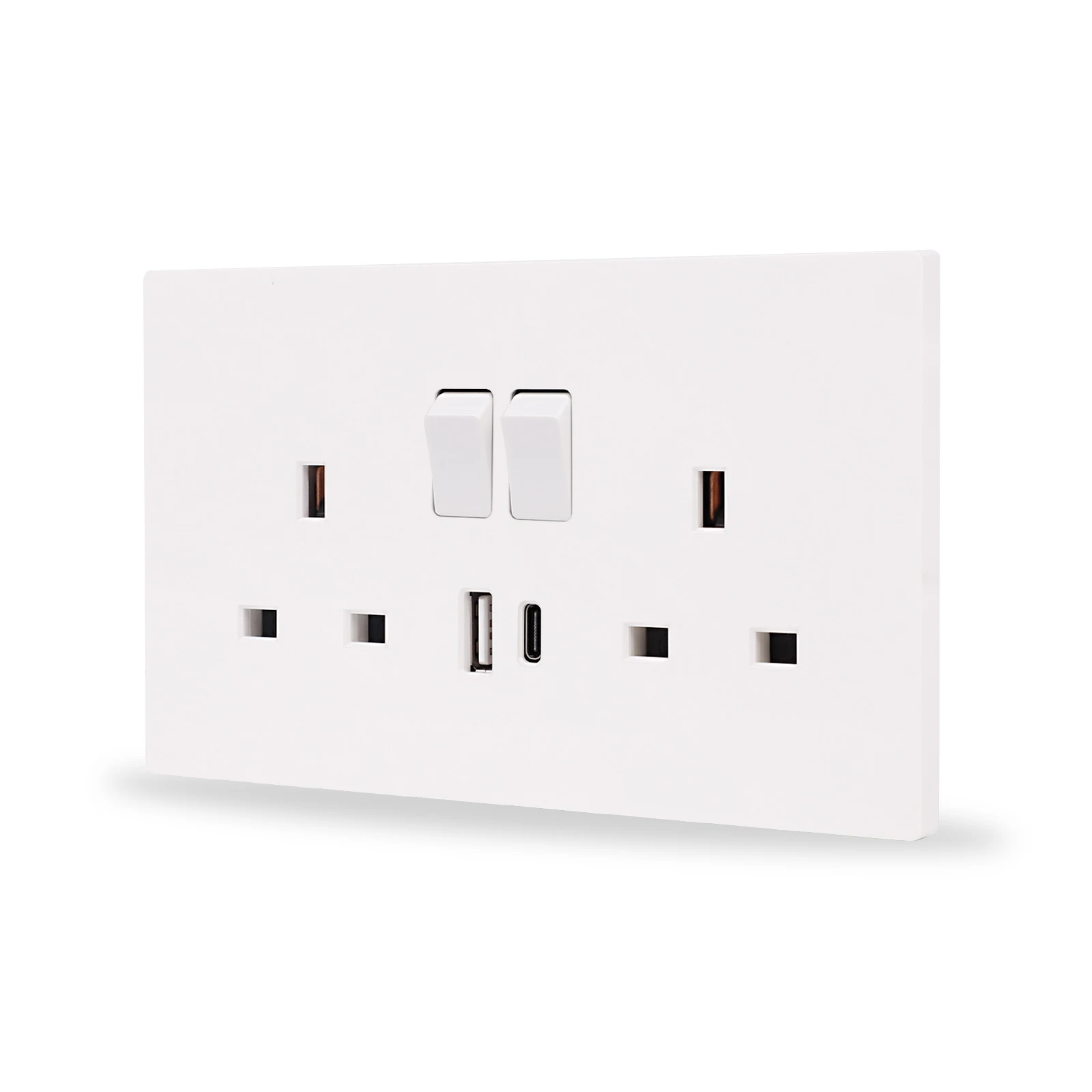 Wall Quick charge Socket, 3.1A Type-C Ports, Dual Switch control Universal Power outlet, UK Standard USB Interface Socket