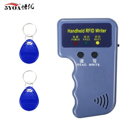 Repetitive Handheld 125KHz EM4100 5200 RFID ID Card Writer Copier Duplicator Programmer + 2pcs T5577 Rewritable Keyfobs Tags