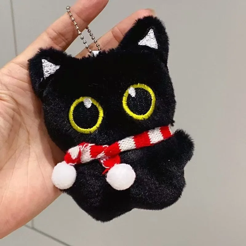 

Cute Black Cat Plush Keychain - Kawaii Cat Stuffed Doll Pendant with Scarf Soft Plush Keyring for Backpack Bag Key Perfect Gift