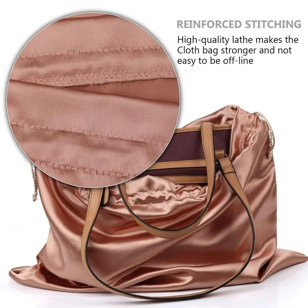 Simple Silk Cloth Dust Bags Thick Dustproof Dust Cover Storage Bags Travel Pouch with Drawstring Tote Purses