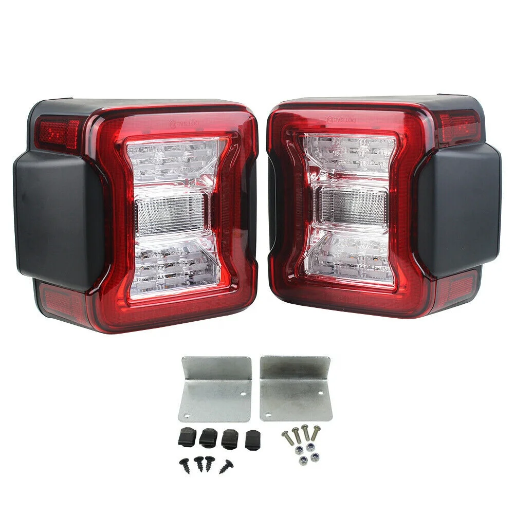 For Jeep Wrangler JK 07-17 LED Taillights Clear Rear Brake Turn Signals