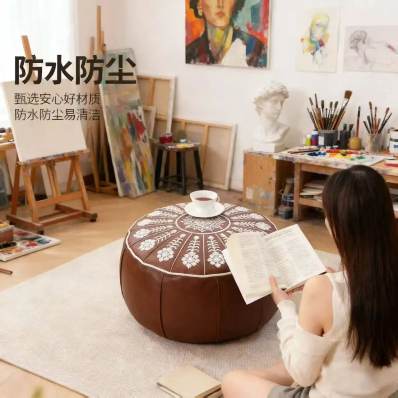 Storage Stool Futon Old Clothes Filling Sofa Living Room Bedroom Shoe Changing Stool Lazy Man Low Stool Sitting Pier