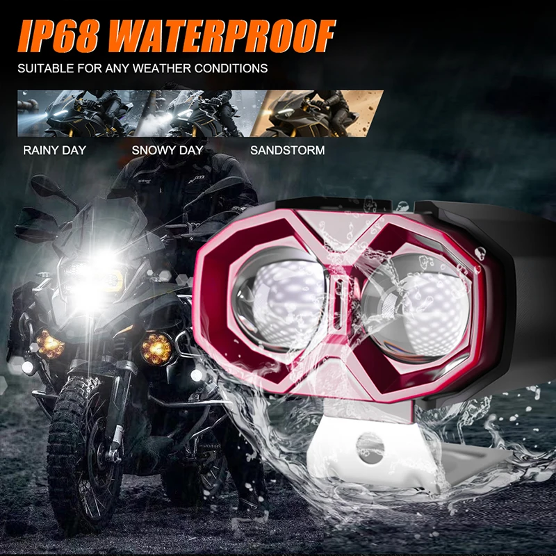 أضواء دراجة نارية مساعدة LED مرحبا/منخفضة شعاع ل موتو العالمي العلوي القيادة الضباب مصباح الجبهة إضافية مقاوم للماء 12 فولت #2