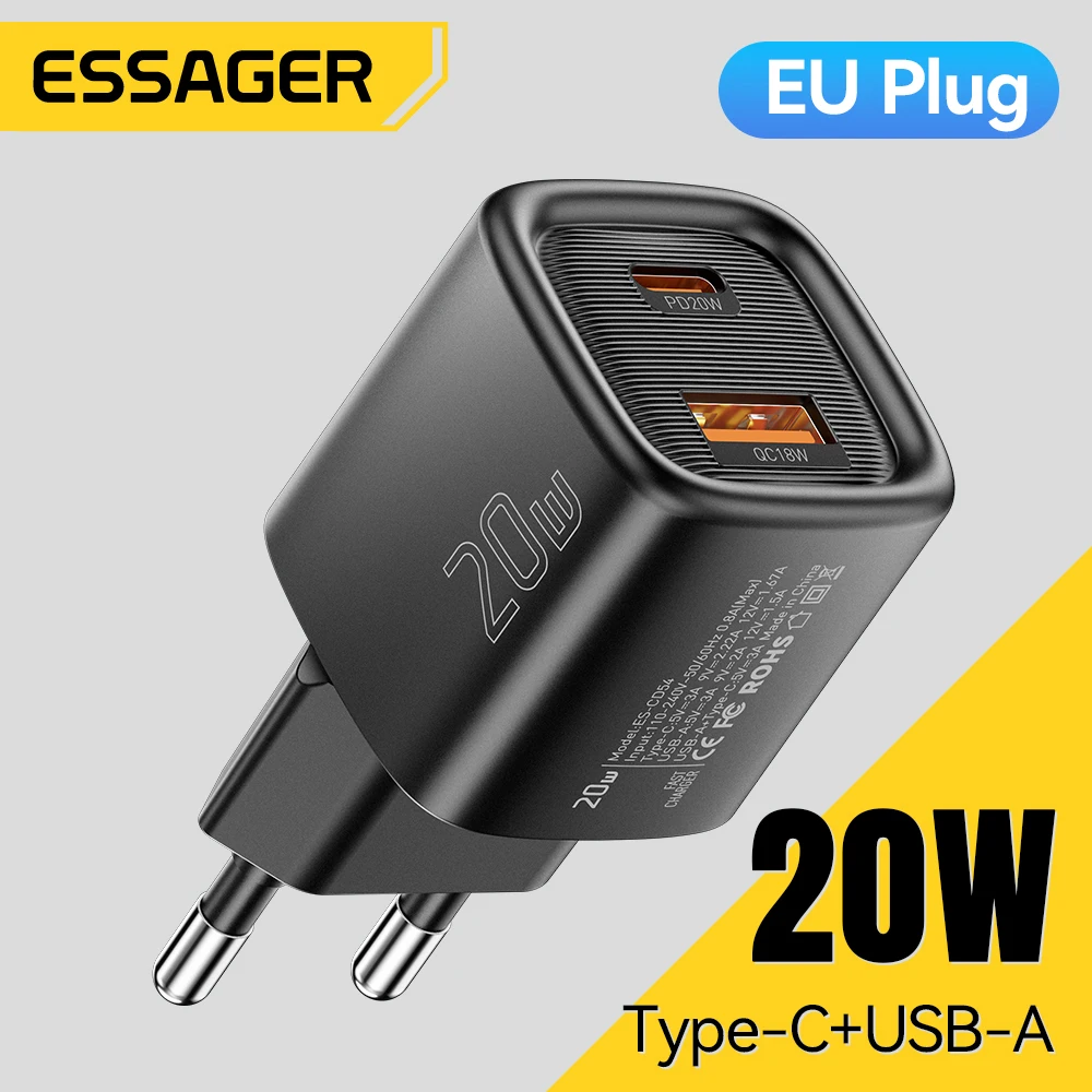 

Essager 20W USB C Charger Portable Type C Charger Support PD Fast Charging For iPhone 16 15 14 13 12 11 Pro Max 8 Quick Charger