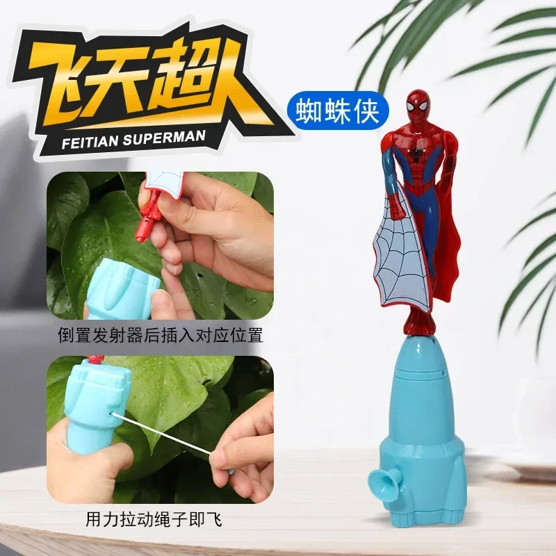 Anime Spiderman Bamboe Dragonfly Vliegend Speelgoed Iron Man Kapitein Roterend String Vliegend Speelgoed Buitenspeelgoed voor Jongens Kinderen Cadeau