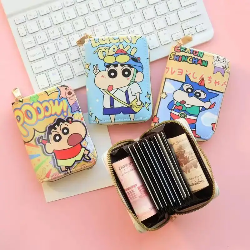 2026 New Crayon Shin-chan Cute Compact Coin Purse Cartoon Anime Short Zipper Wallet for Boys and Girls Fast Delievery