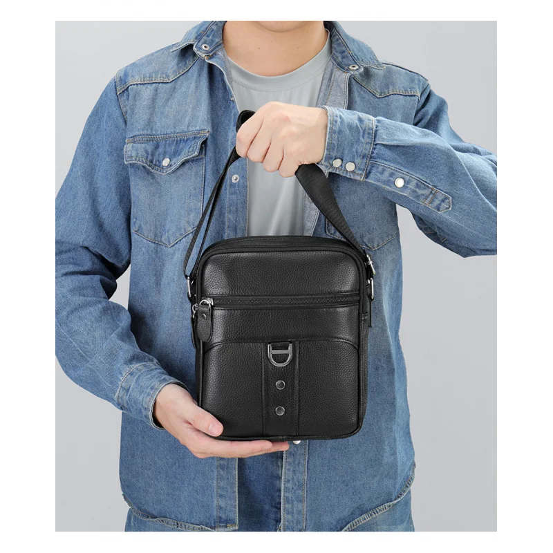 New Men's Cow Leather Crossbody Bag Man Shoulder Bag Casual Male Small Simple Bag For Men
