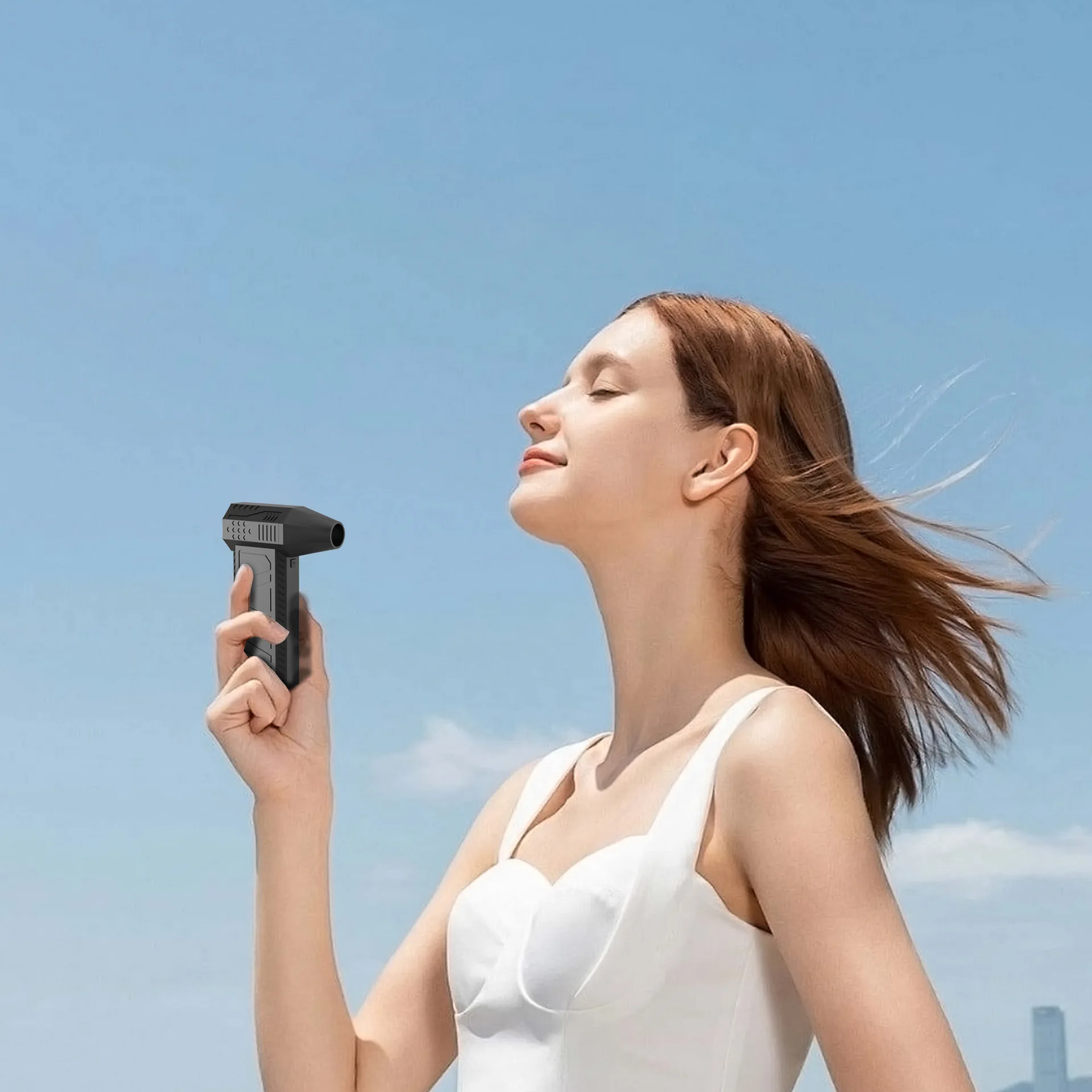 

2025 Portable Handheld fan Strong Wind 100 Gear Wind Speed LED Digital Display Adjustable Turbo Portable Handheld Fan 6000mAh