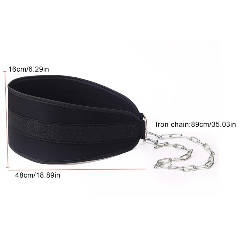 Thicken Weight Lifting Belt With Chain Sports Dip Belt Fitness Bodybuilding Gym Belt Strength Training Load Waist Strap