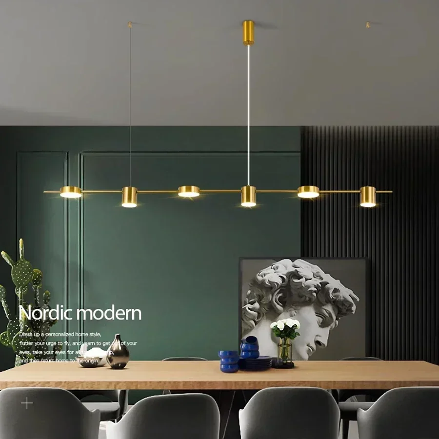 Modern LED Pendant Light, Kitchen Island Dimmable Pendant Light, Black/gold, Lighting Decorative Table Lamp, with Remote Control