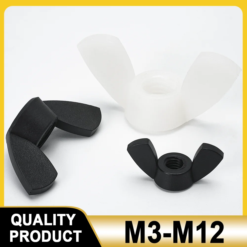 10/20Pcs Nylon Wing Nut M3 M4 M5 M6 M8 M10 M12 Black/White Hand Tighten Thumbnut Butterfly Nut insulation Plastic Thumb nut