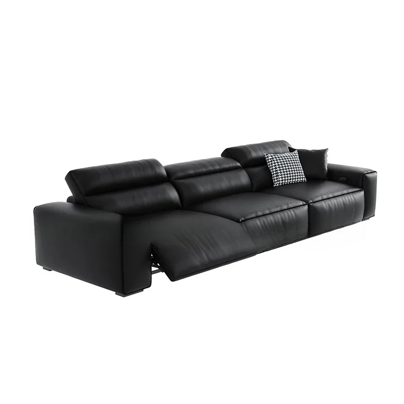 

Functional Cabin Italian Electric Leather Sofa Straight Row Three Four-Seat Living Room Family Theater Sofa