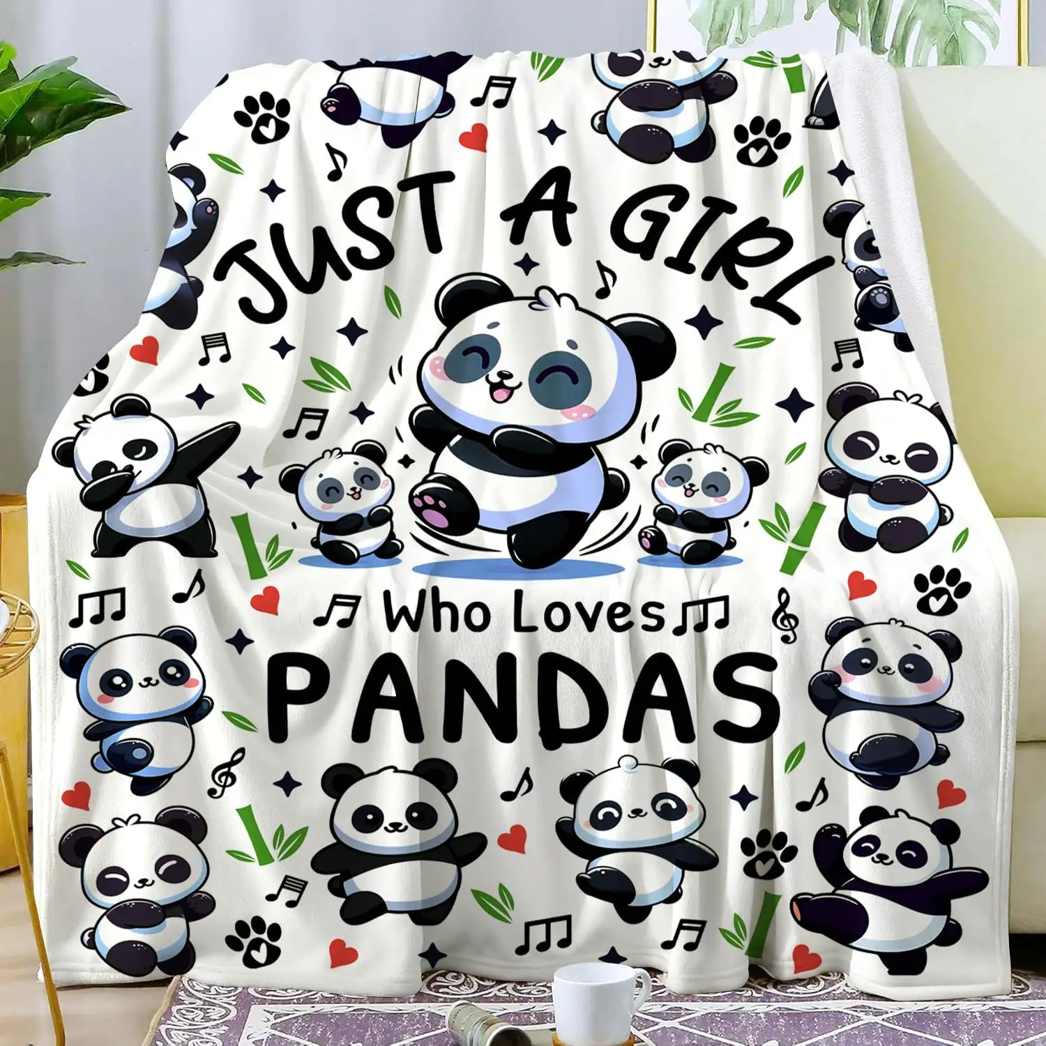 Panda Blanket Gifts for Girls Women Flannel Just A Girl Who Loves Pandas Throw Blankets Plush Stuff Animal Pandas Gifts for