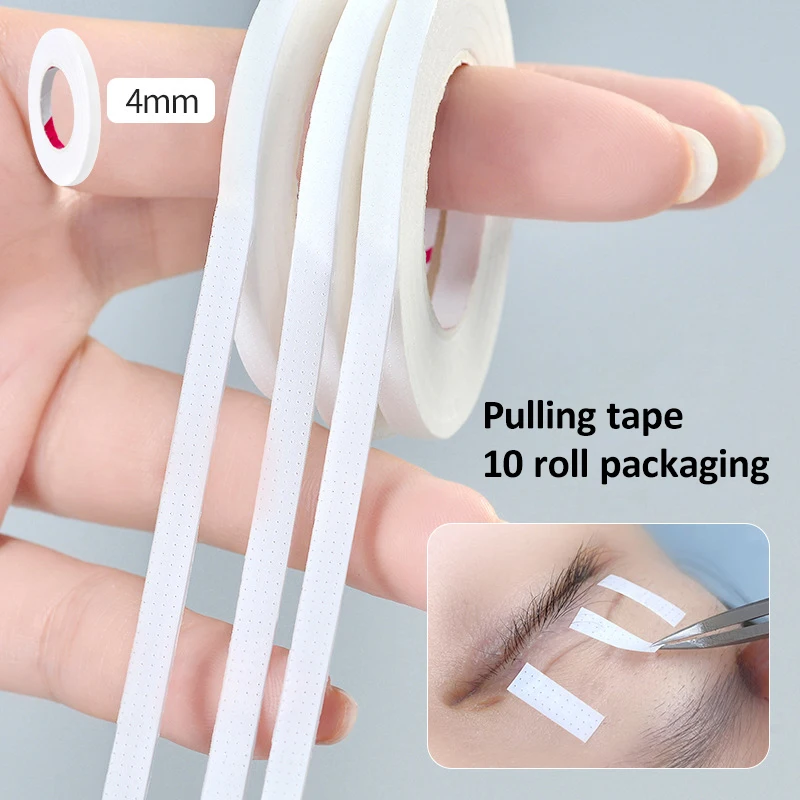 10 Pcs Eyelash Extension Tape 4mm Eyelid Lifting Micropore Easy Tear Tape Beauty Grafting Eyelash Breathable Anti-allergic Tapes